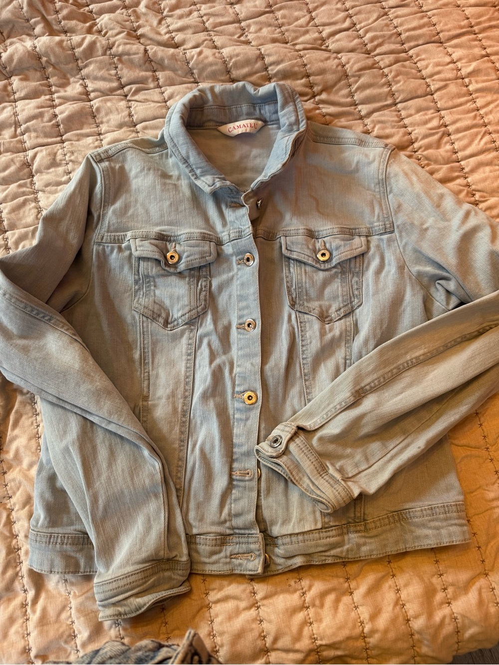 0013 Women's Light Blue Denim Jean Jacket - Classic Casual Layer - Picture 2 of 4